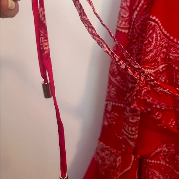 Tommy Hilfiger sleeveless red paisley summer dress size 12. EUC - Picture 4 of 7